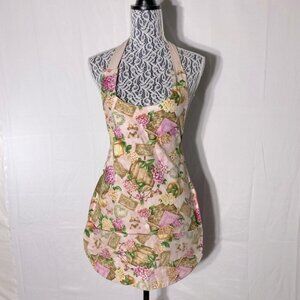 Vintage Handmade Pink Brown Gardening Apron